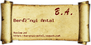 Berényi Antal névjegykártya
